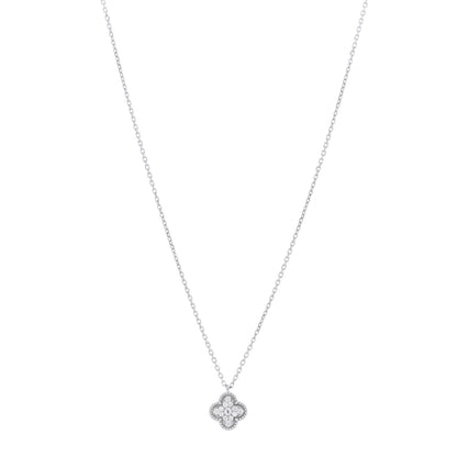Van Cleef & Arpels 18K White Gold Diamond Sweet Alhambra Pendant Necklace 1 of 4