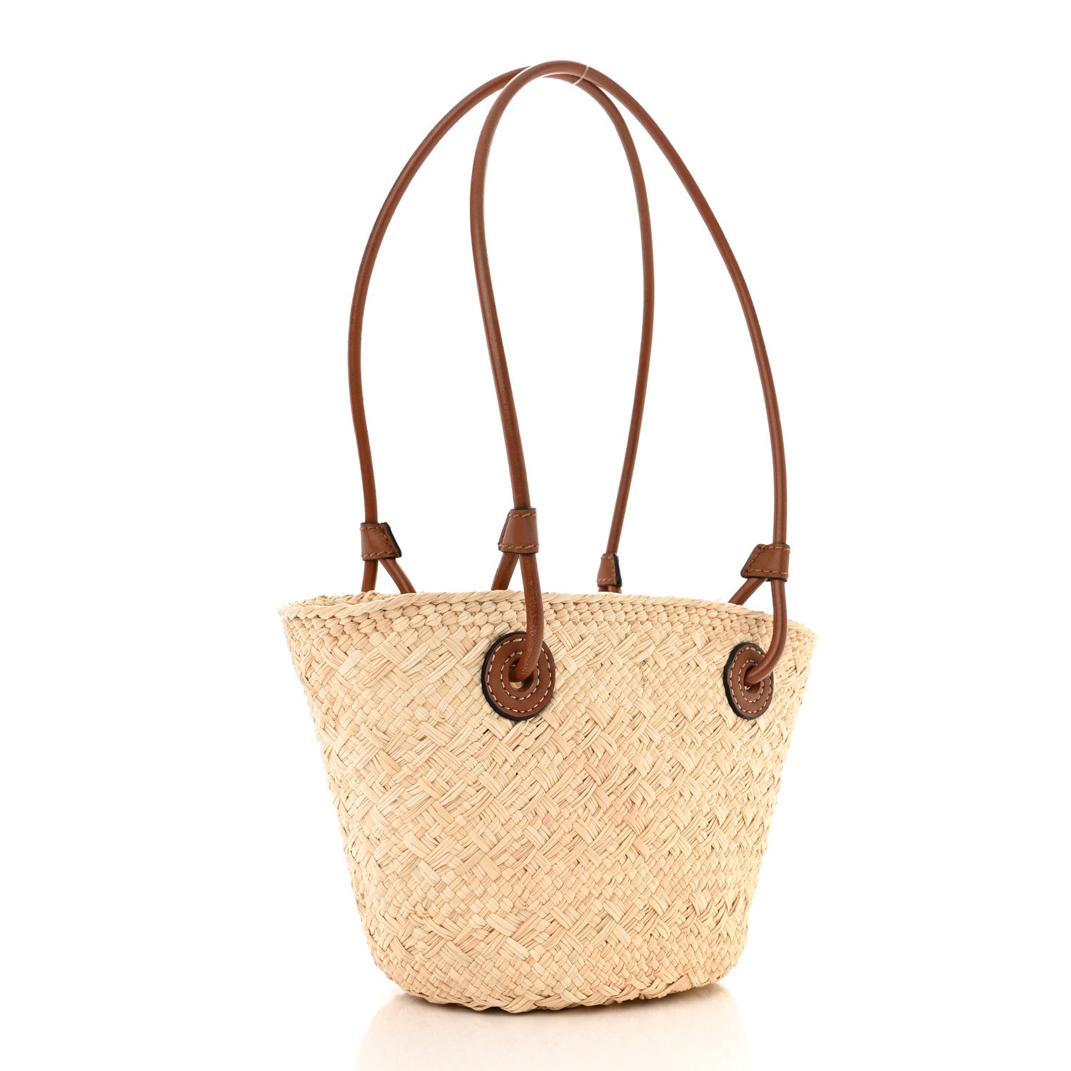 Loewe Iraca Palm Calfskin Small Anagram Basket Bag Natural Tan 3 of 10