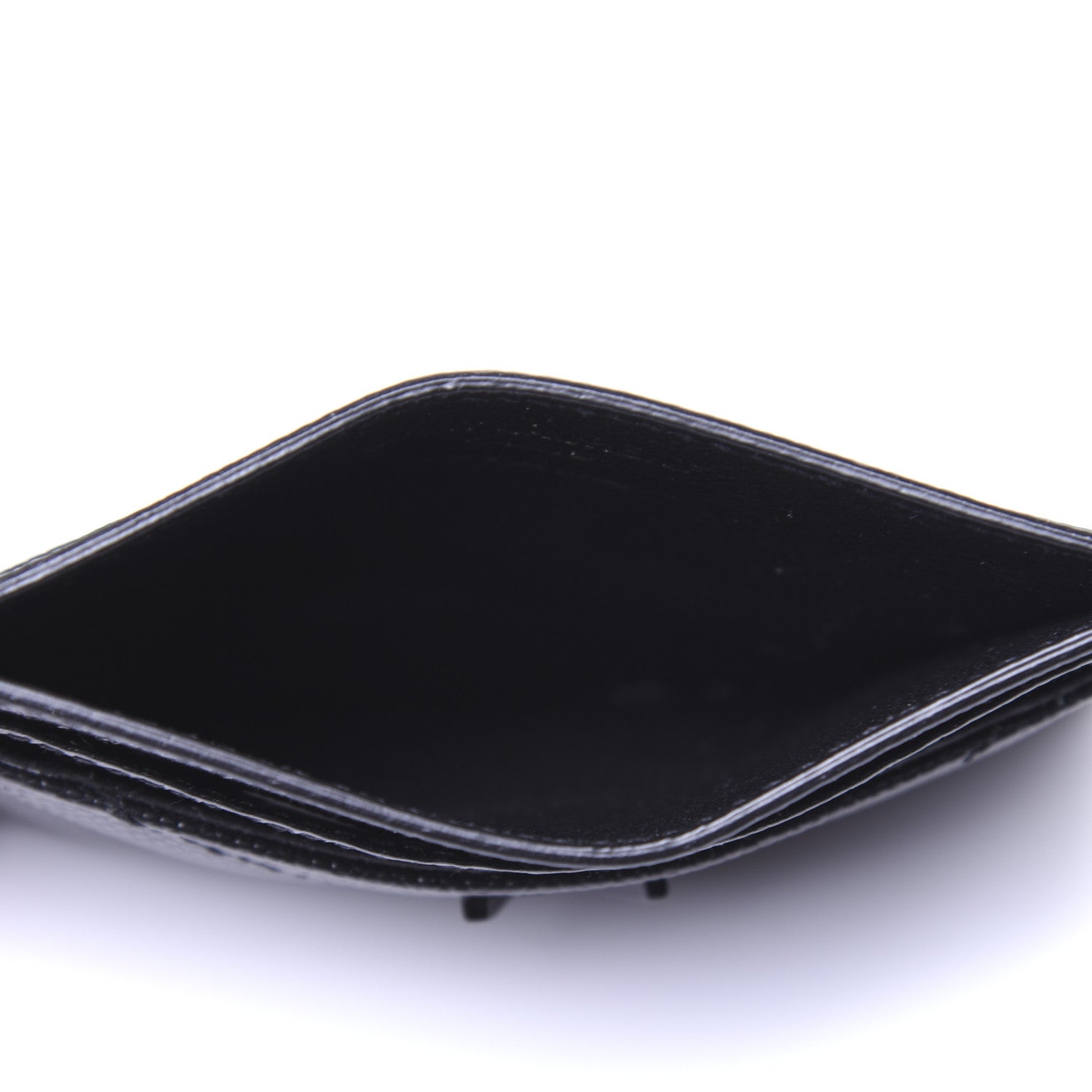 Saint Laurent Grain De Poudre Matelasse Chevron Monogram Credit Card Case Black 5 of 11