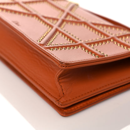 Christian Dior Calfskin Studded Diorama Top Handle Wallet on Chain Pouch Orange 8 of 17