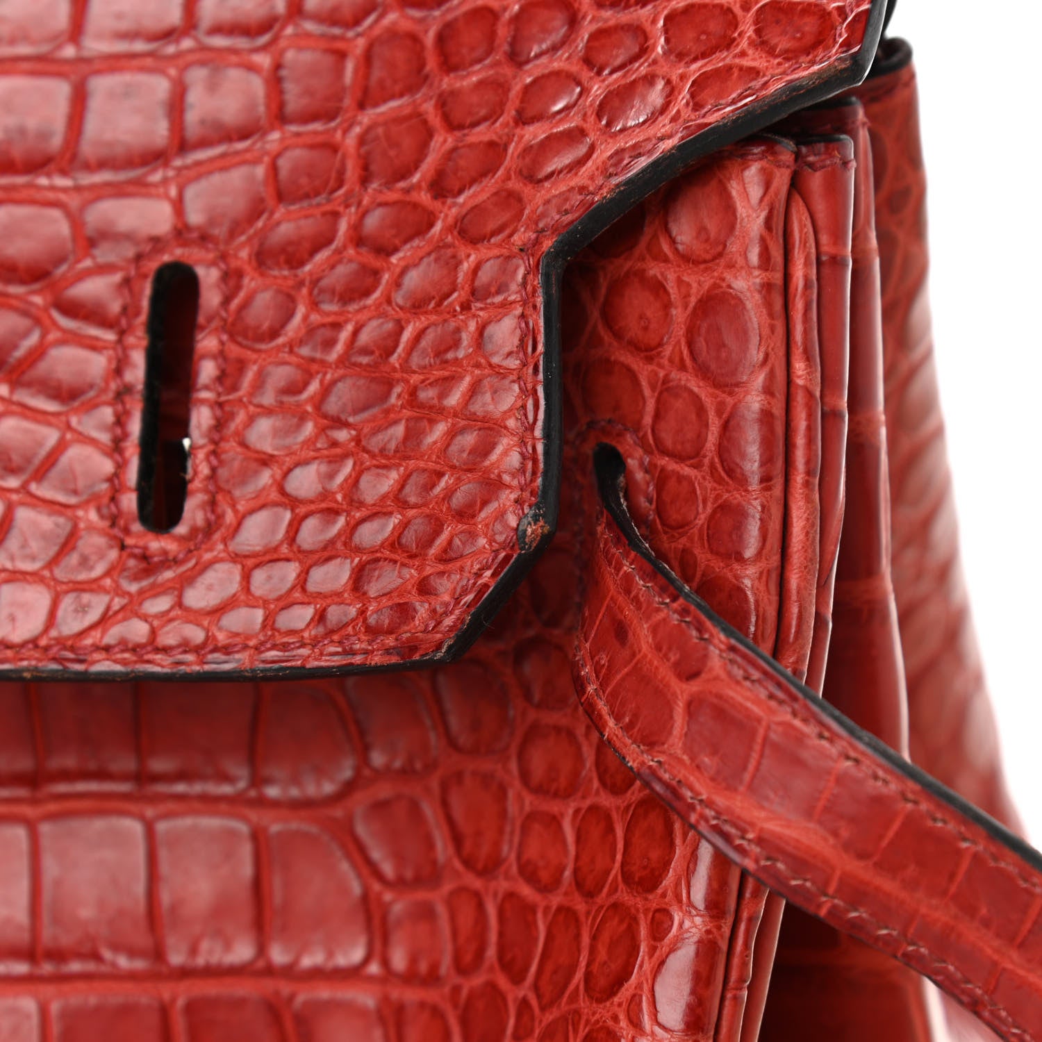 Hermes Matte Porosus Crocodile Birkin 30 Rouge H 15 of 17