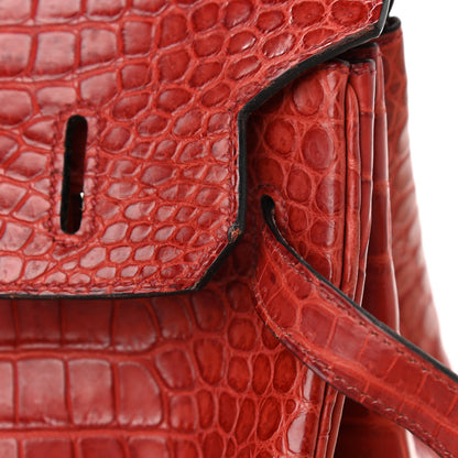 Hermes Matte Porosus Crocodile Birkin 30 Rouge H 15 of 17
