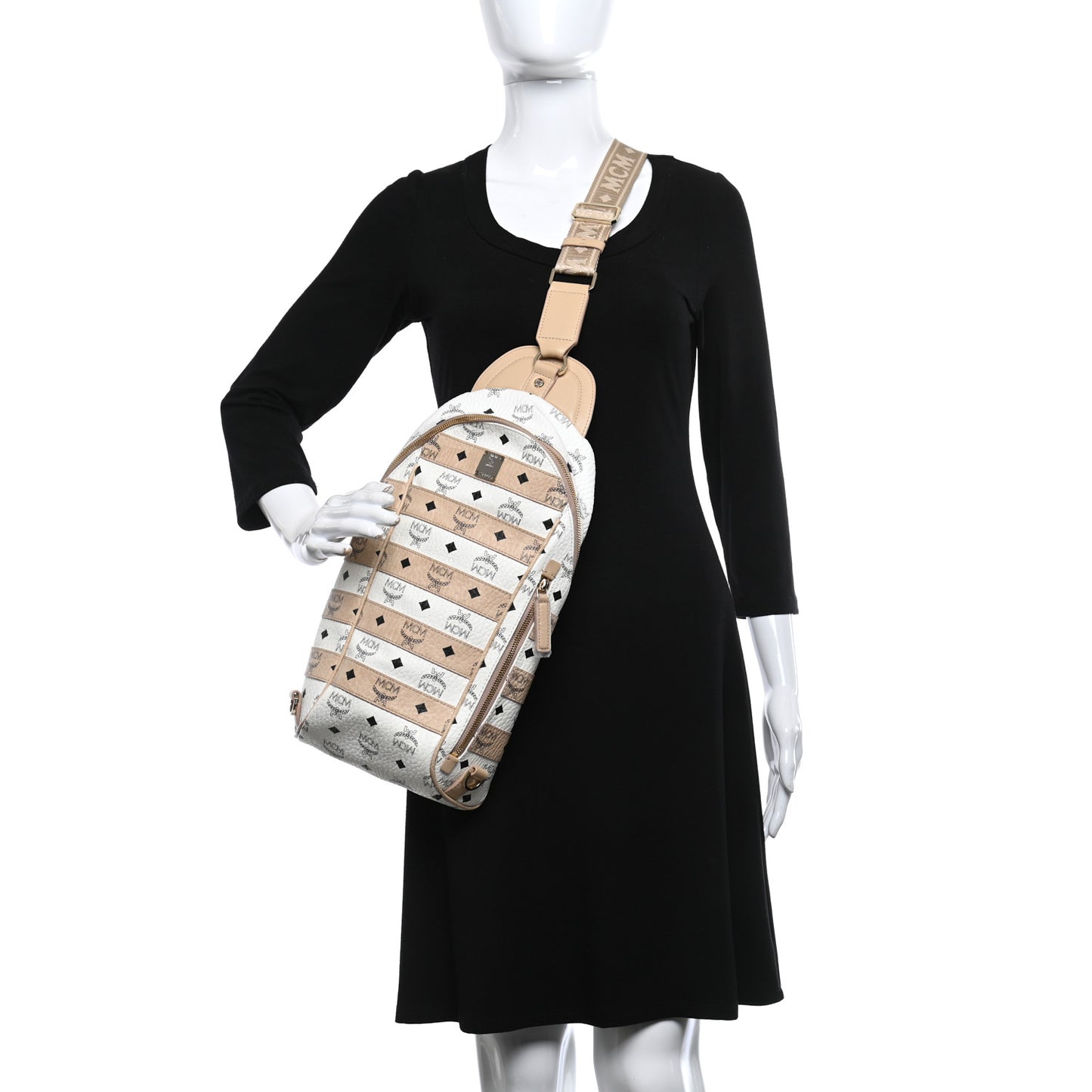 Visetos Spot Medium Sling Bag Beige White