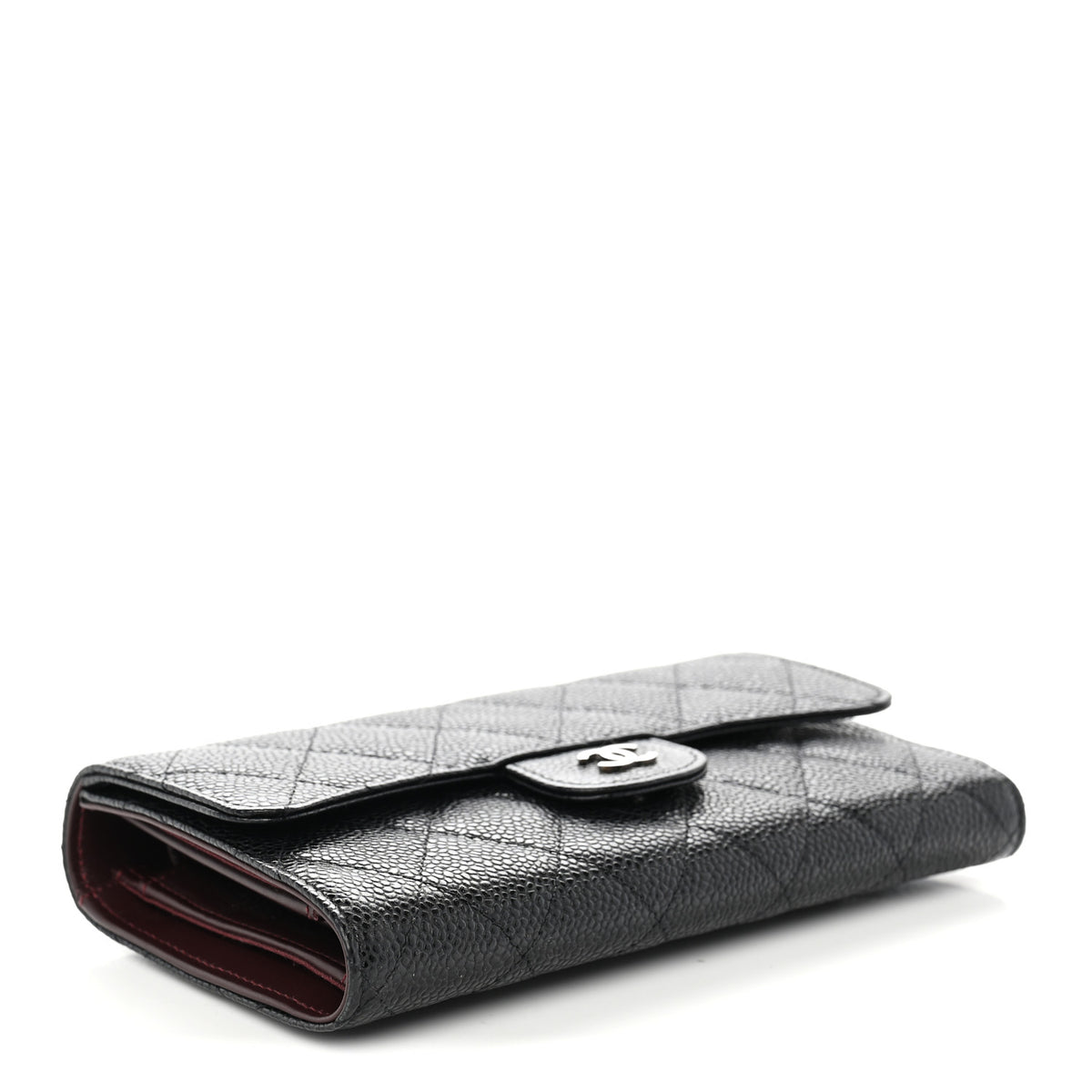 Caviar Quilted Large Flap Wallet Black