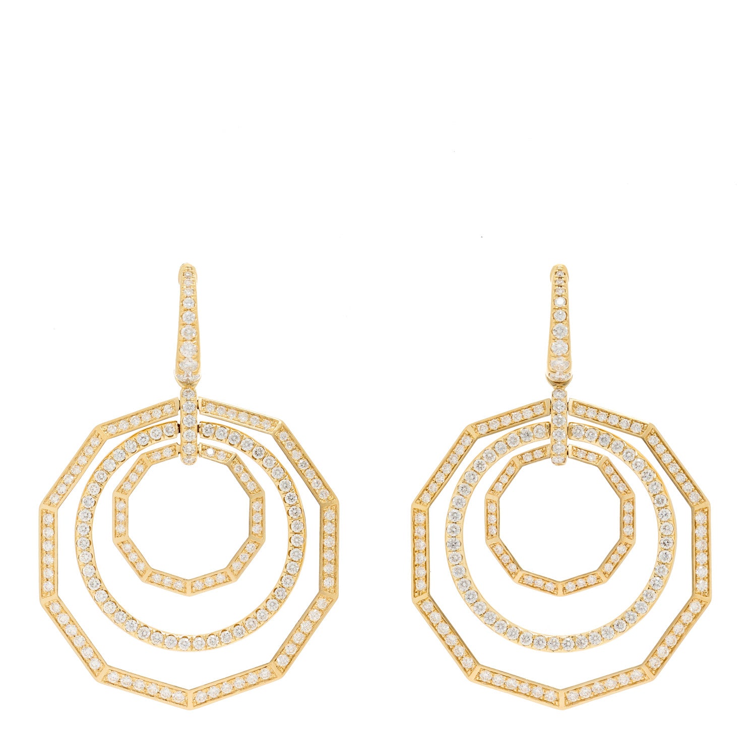 David Yurman 18K Yellow Gold Diamond Stax Door Knocker Drop Earrings 1 of 4