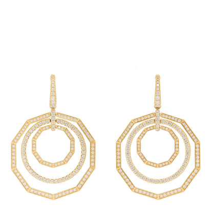 David Yurman 18K Yellow Gold Diamond Stax Door Knocker Drop Earrings 1 of 4