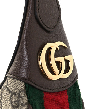 Gucci GG Supreme Monogram Textured Calfskin Web Mini Ophidia Half Moon Hobo Beige Ebony New Acero 8 of 14