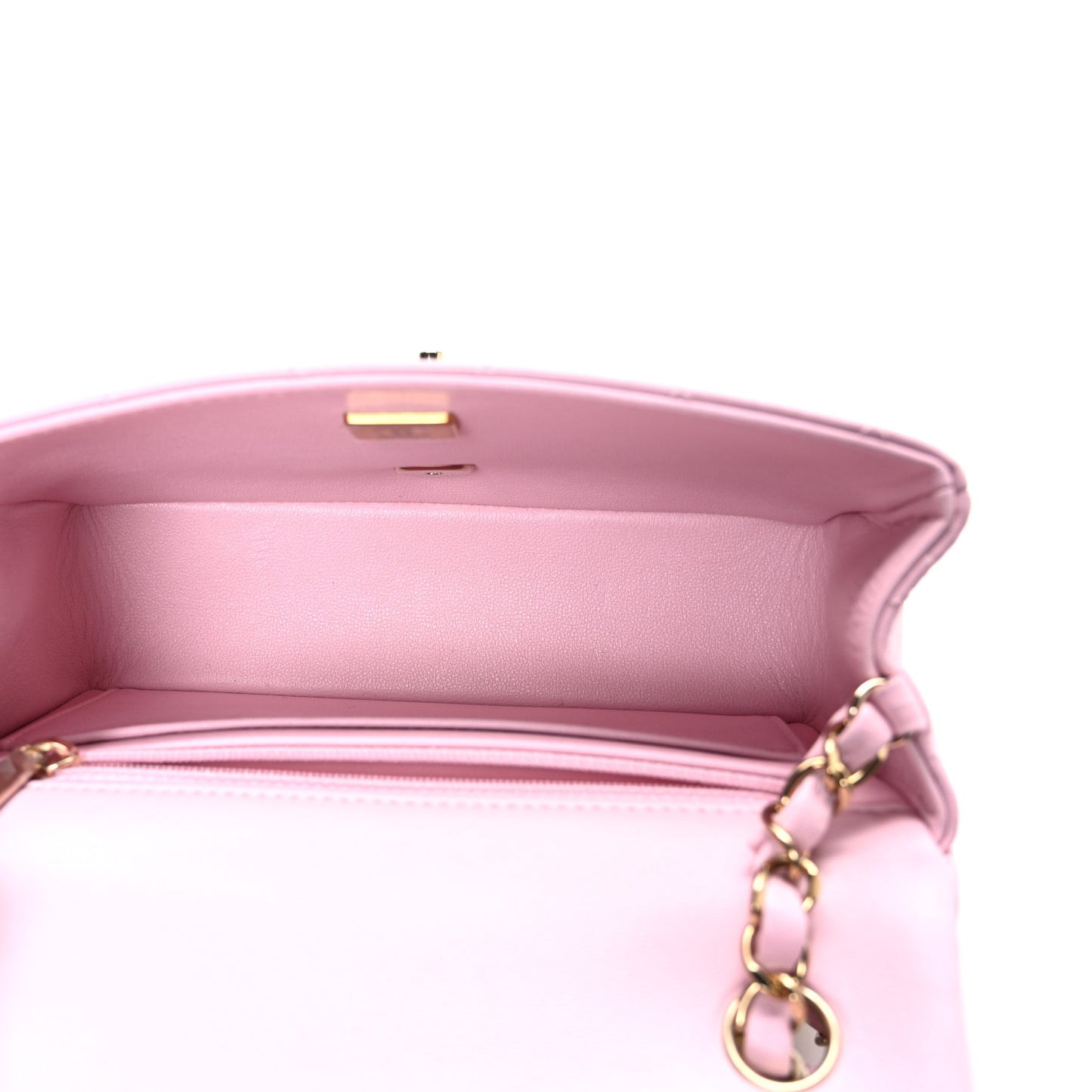 Lambskin Quilted Mini Rectangular Flap Light Pink