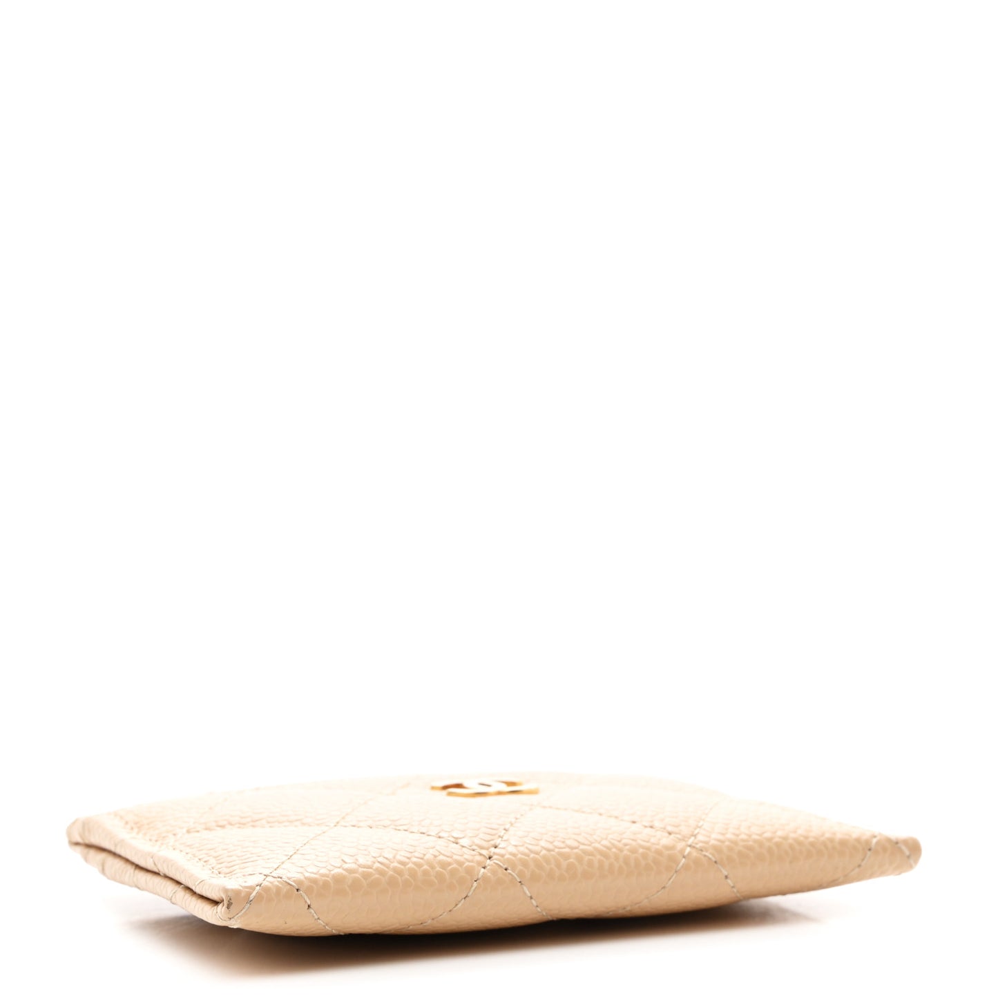 Caviar Quilted Card Holder Beige