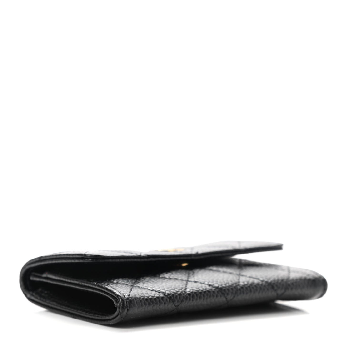 Caviar Quilted Flap Card Holder Black