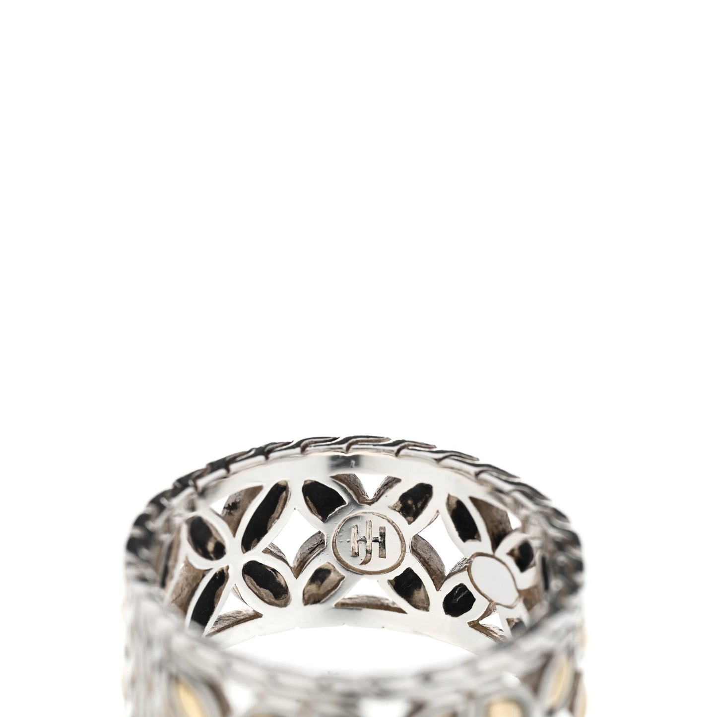 Sterling Silver 18K Yellow Gold Batu Kawung Band Ring 54 7
