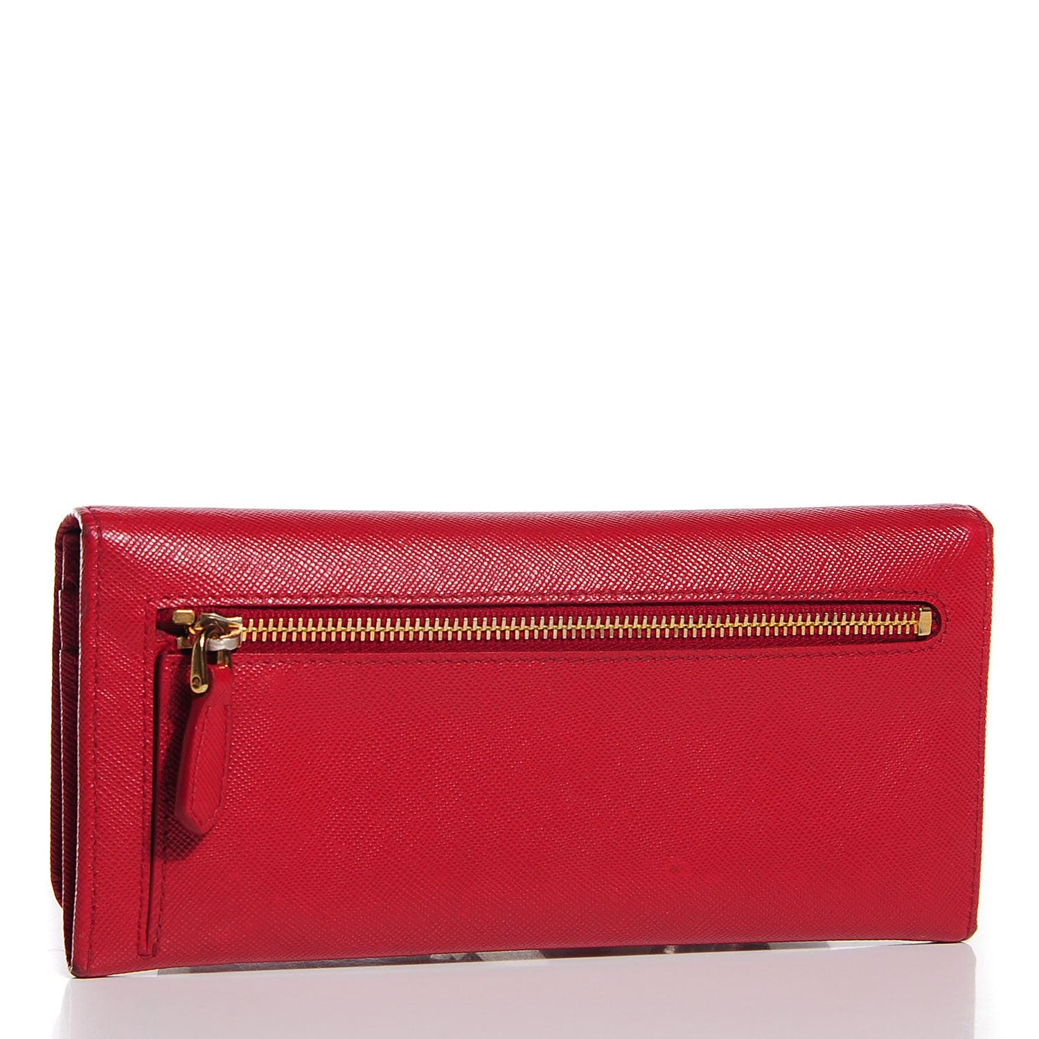 Prada Saffiano Metal Continental Flap Wallet Fuoco 3 of 8