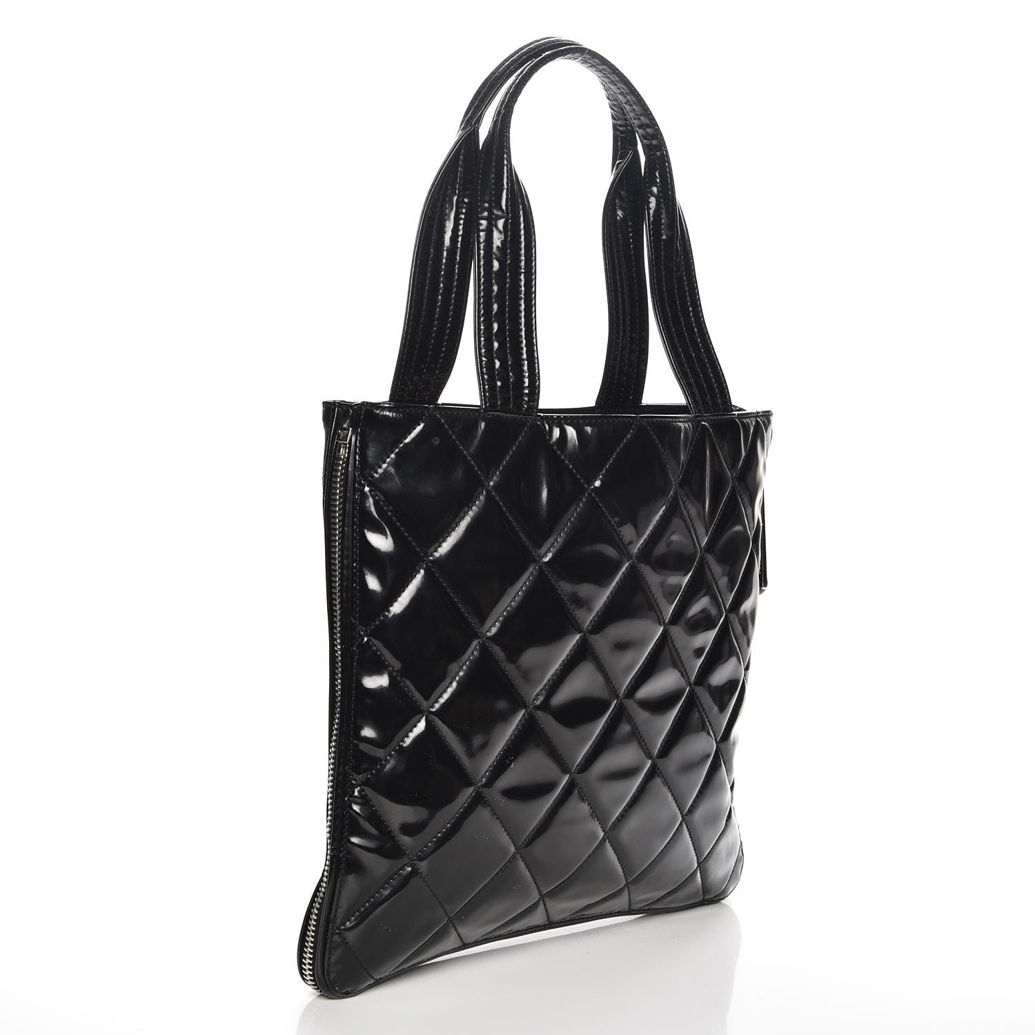 Chanel Patent Quilted Expandable CC Shoping Tote Black 3 of 7