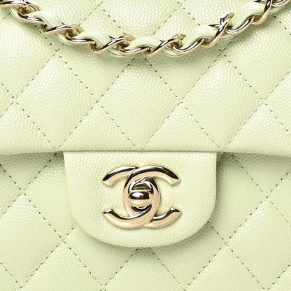 Chanel Caviar Quilted Small Double Flap Light Green 8 of 10