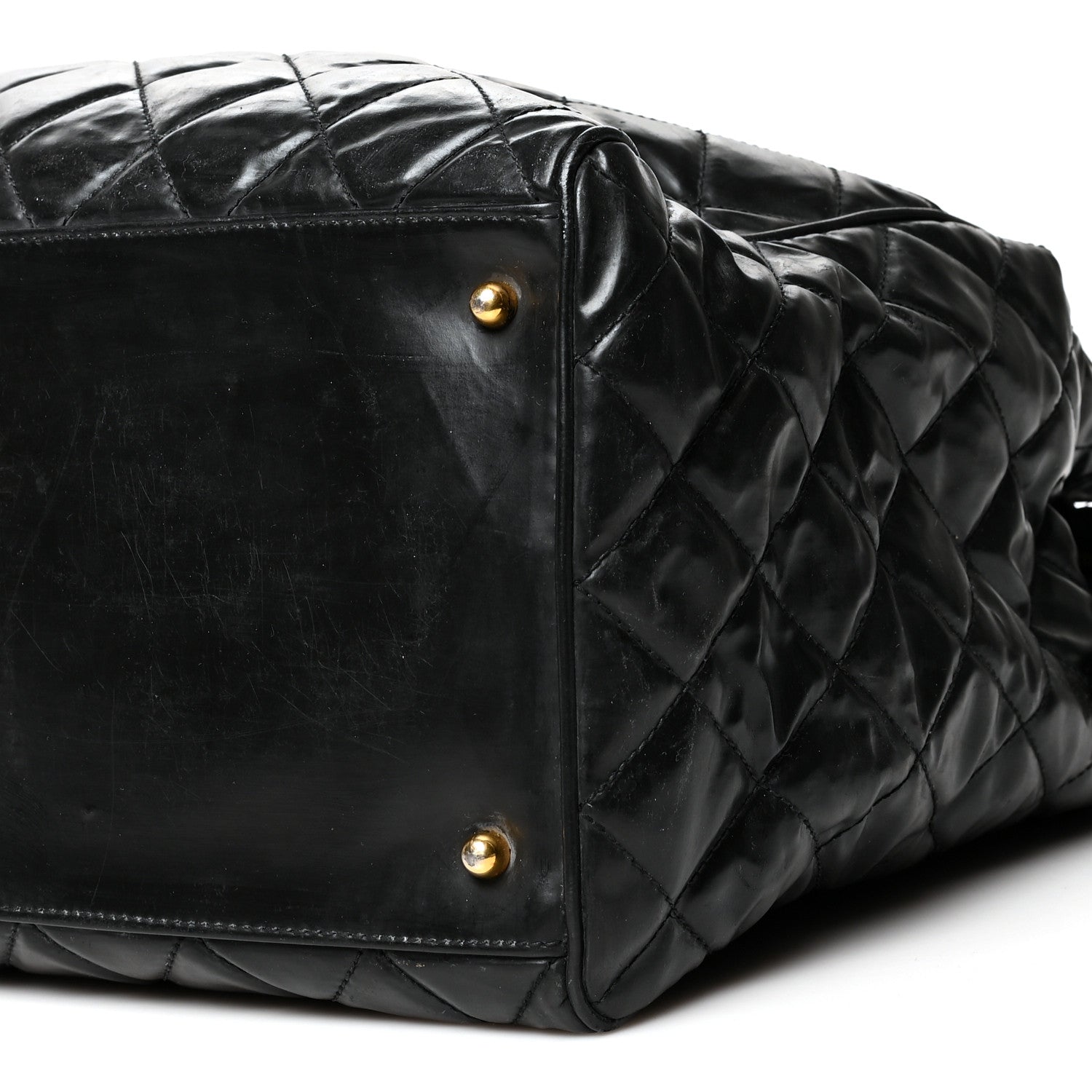 Chanel Vinyl Stitched XL Weekender Black 10 of 12