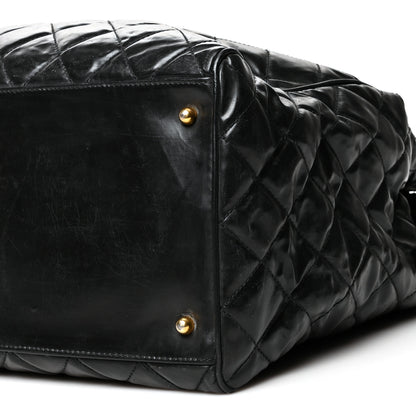 Chanel Vinyl Stitched XL Weekender Black 10 of 12