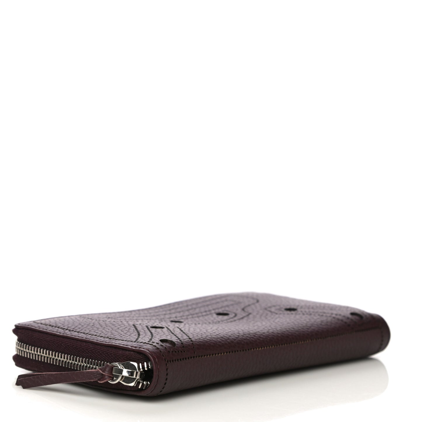 Veau Grana Perforated Blackout Hardware Continental Zip Around Wallet Rouge Acajou
