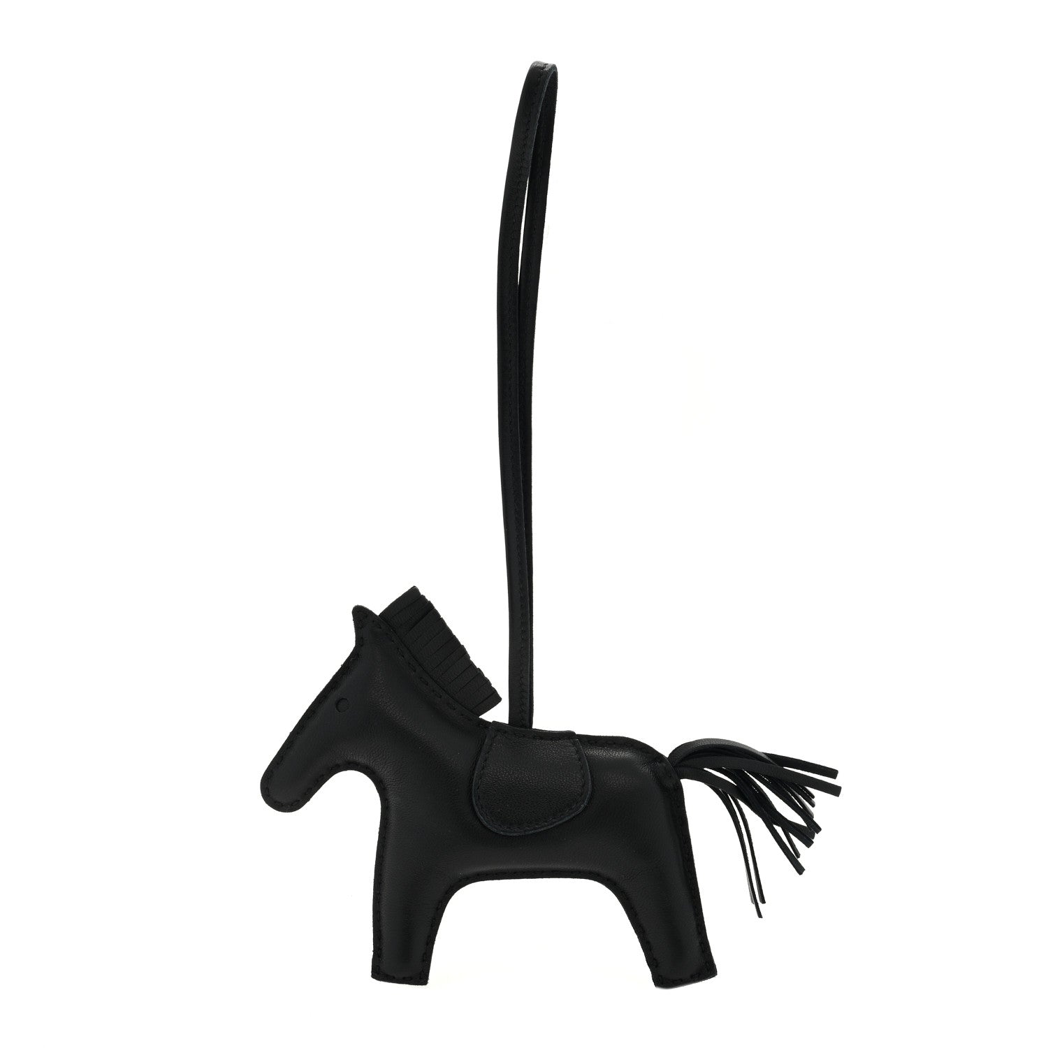 Hermes Milo Lambskin Grigri Rodeo Horse Bag Charm MM So Black 1 of 3