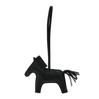 Hermes Milo Lambskin Grigri Rodeo Horse Bag Charm MM So Black 1 of 3