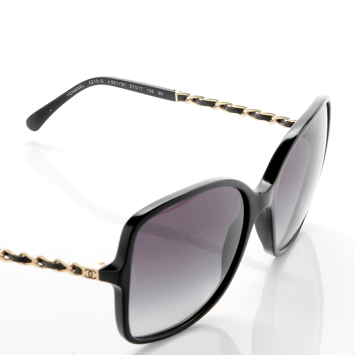 Chanel Lambskin Square Chain Sunglasses 5210-Q Black 6 of 9