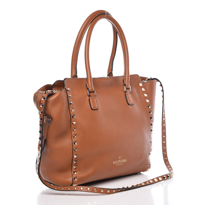 Valentino Garavani Pebbled Calfskin Rockstud Double Handle Tote Light Cuir 4 of 11