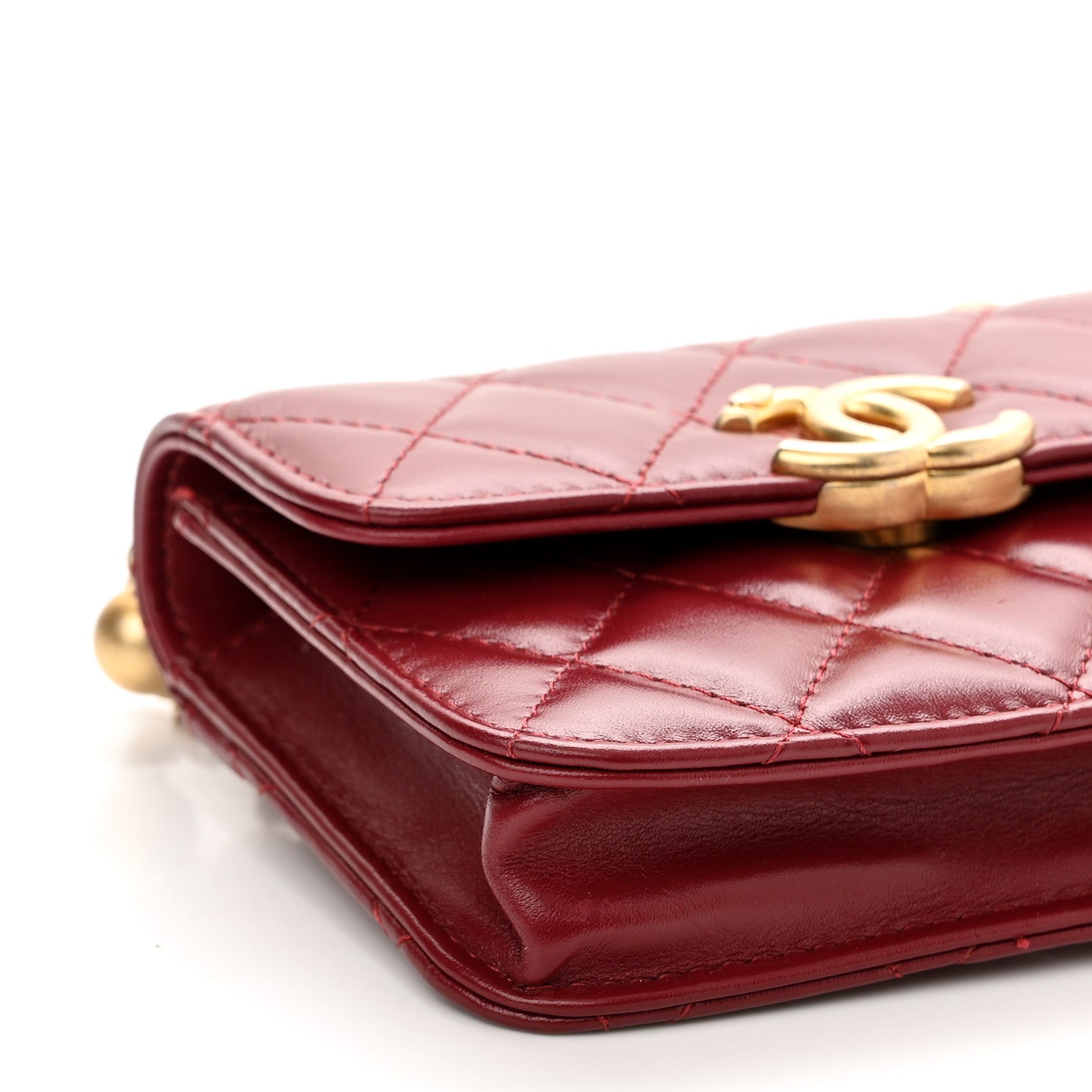 Chanel Calfskin Quilted Perfect Fit Coin Purse With Chain Burgundy 10 of 12