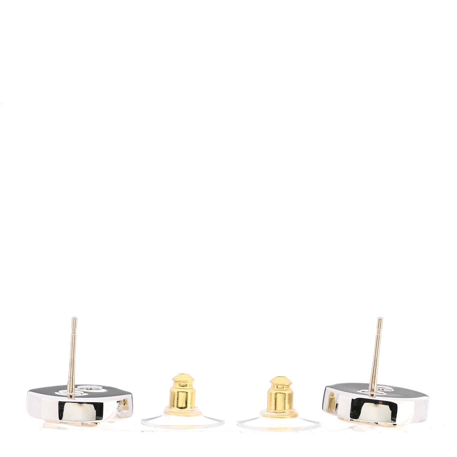 Chanel Crystal CC Round Earrings Silver 3 of 5