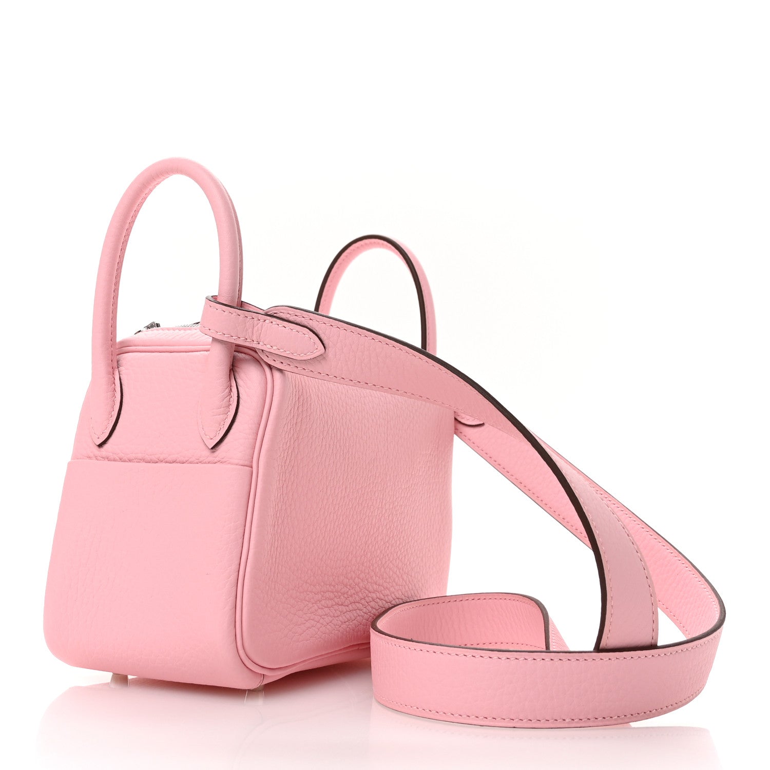 Hermes Taurillon Clemence Verso Mini Lindy 20 Rose Sakura Gris Perle 3 of 9