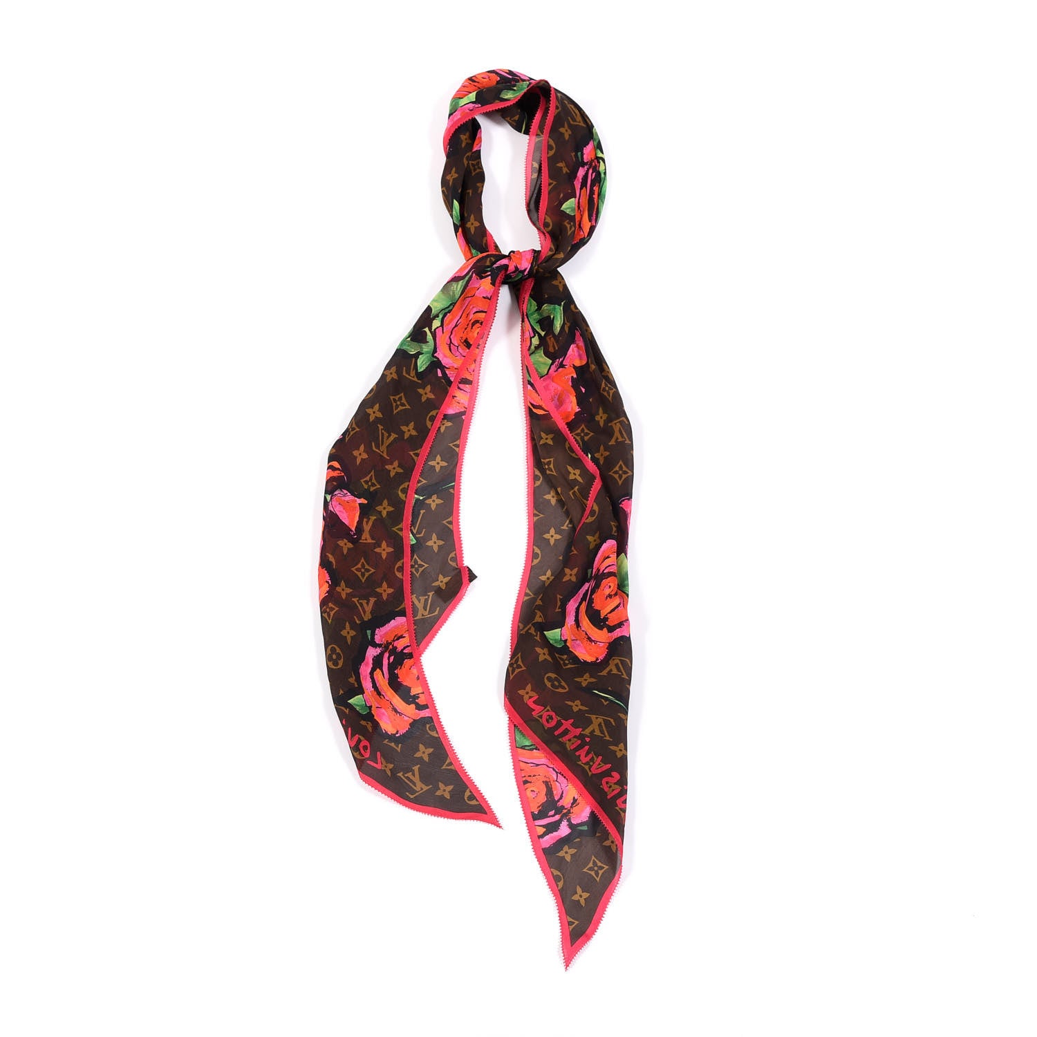 Louis Vuitton Silk Monogram Roses Scarf Marron 1 of 2