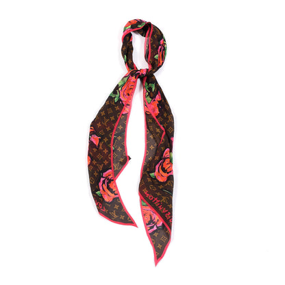 Louis Vuitton Silk Monogram Roses Scarf Marron 1 of 2