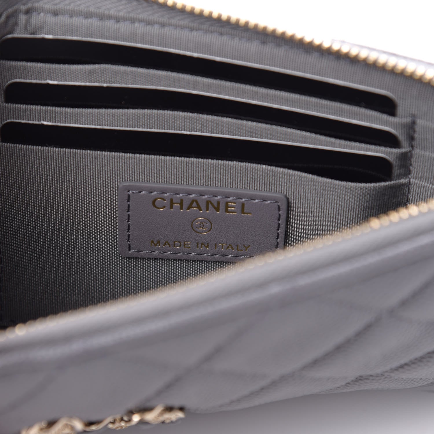 Chanel Caviar Quilted French New Wave Flat Wallet Pouch Grey 6 of 8