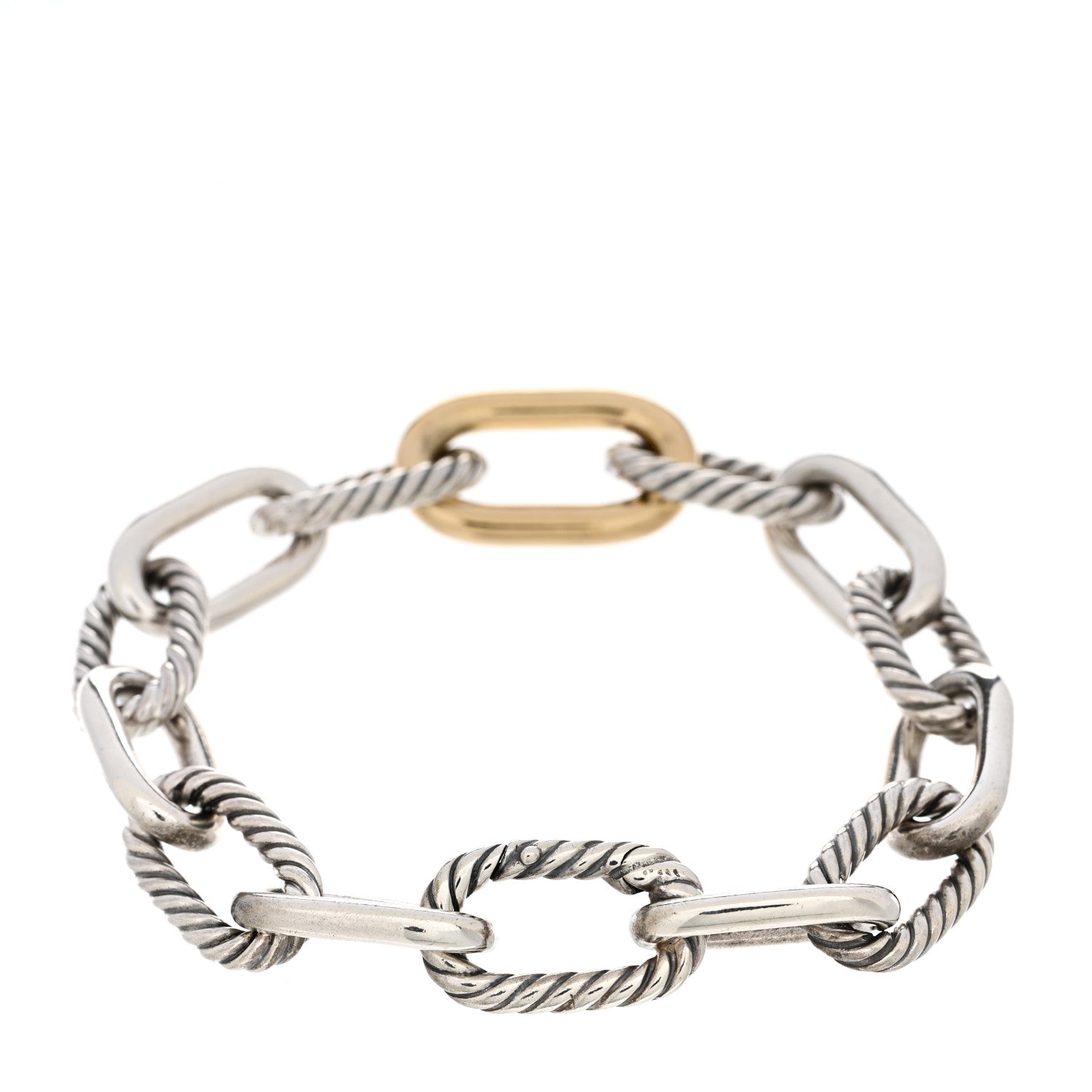 David Yurman Sterling Silver 18K Yellow Gold 11mm Madison Chain Bracelet 2 of 3