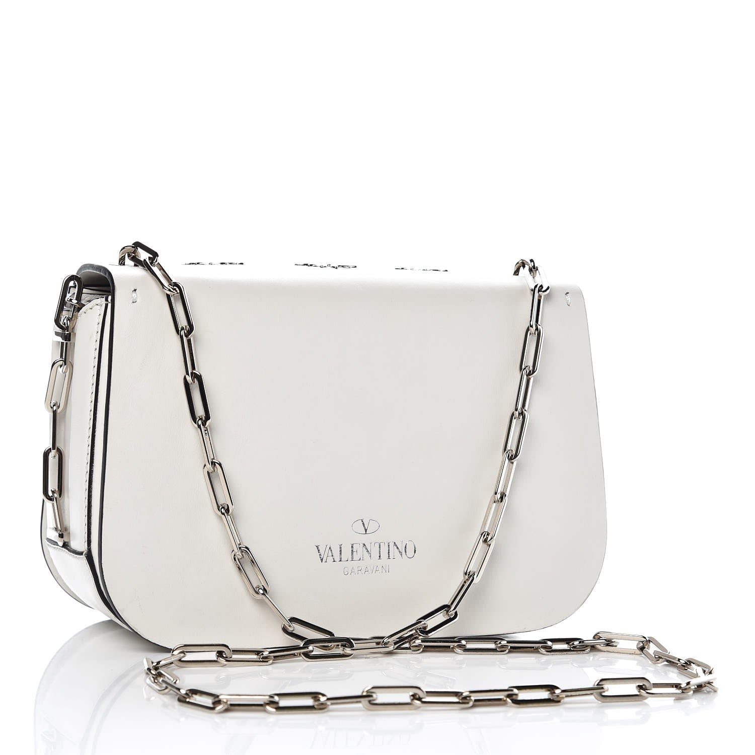 Valentino Garavani Vitello Loveblade Embellished Chain Flap Bag White 3 of 8