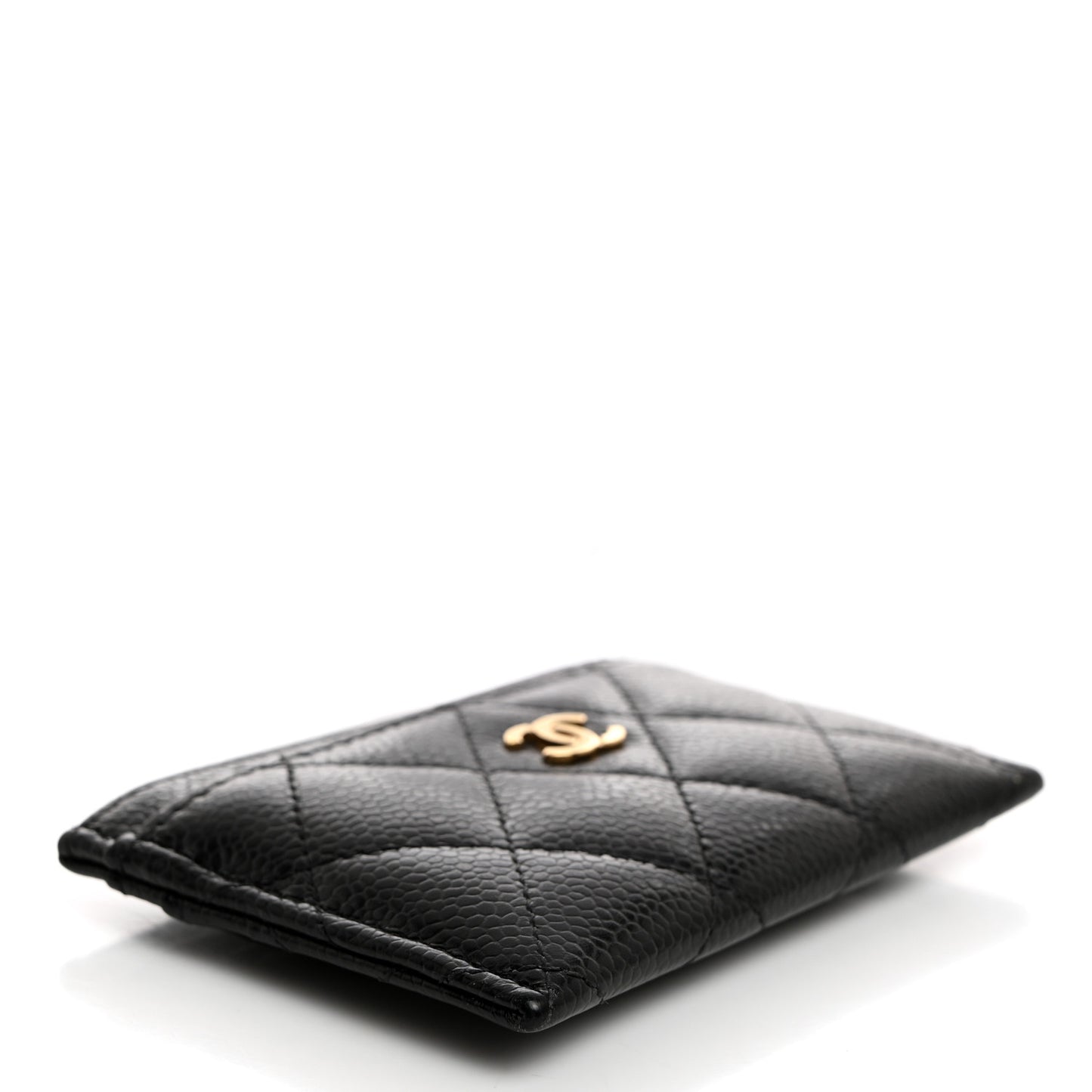 Caviar Quilted Card Holder Black