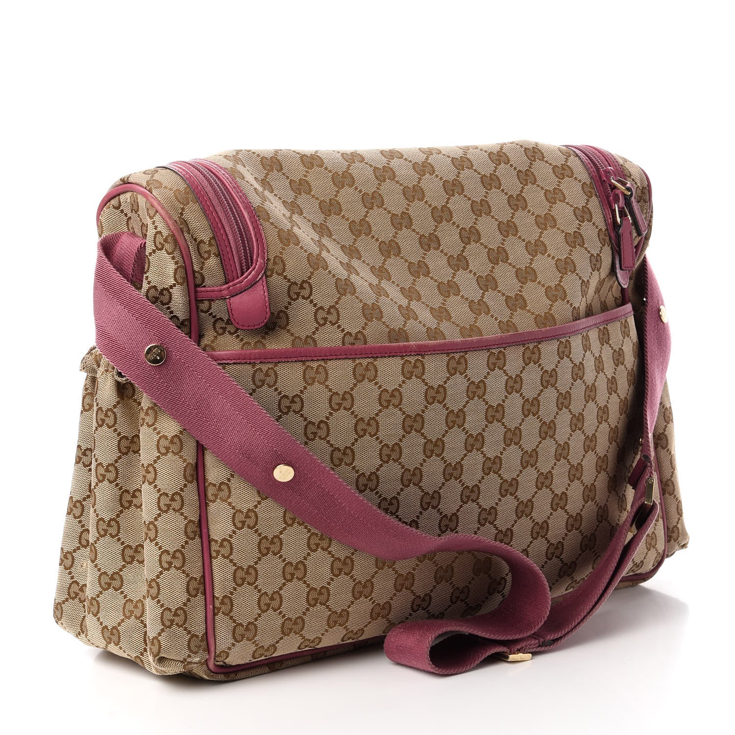Gucci Monogram Margaux Calfskin Large Diaper Bag Beige Ebony Peonia Flower 3 of 11