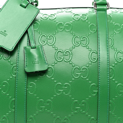 Gucci Calfskin GG Tennis Embossed Duffle Bag New Shamarock 7 of 9