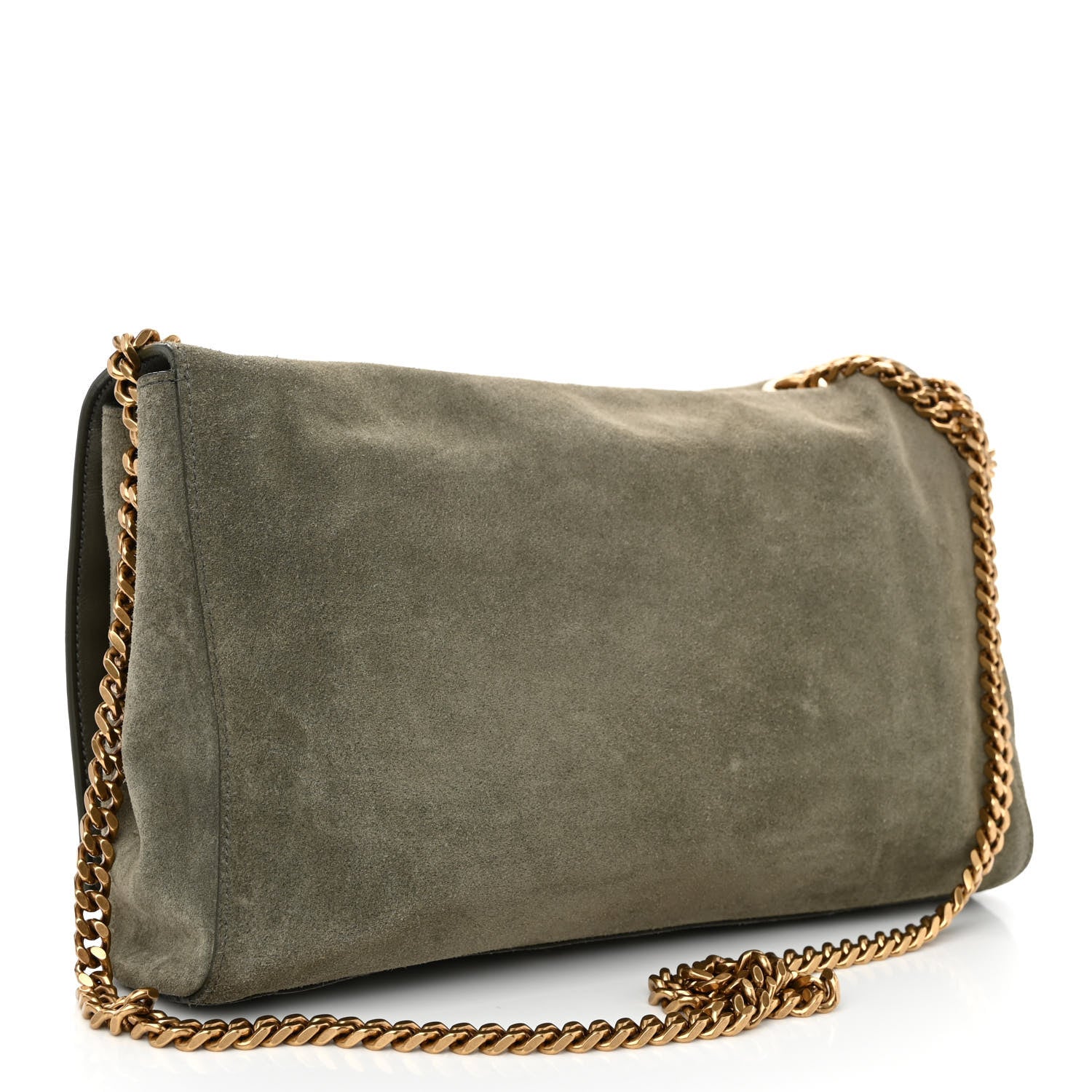 Saint Laurent Smooth Calfskin Suede Medium Reversible Monogram Kate Satchel Olive 4 of 18