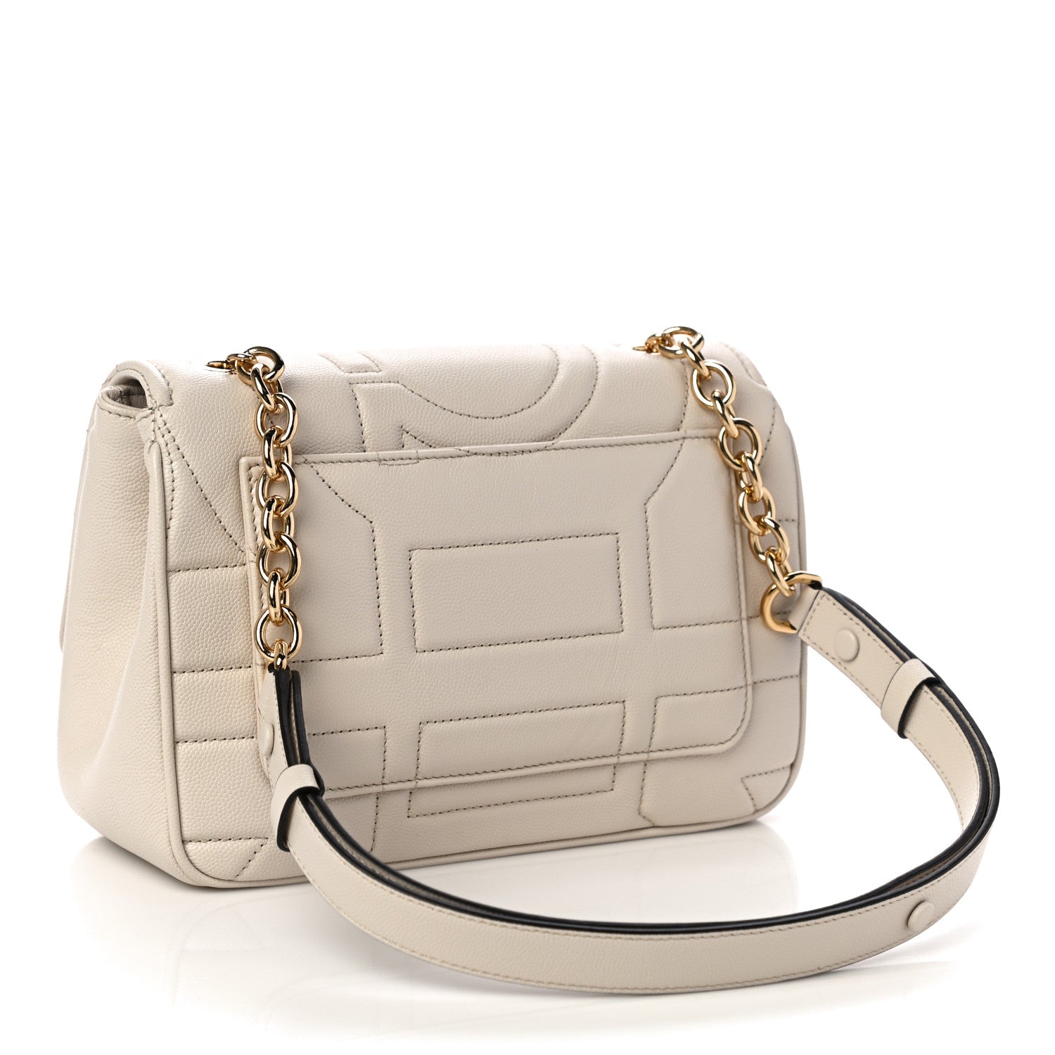 Salvatore Ferragamo Calfskin Quilted Gancini Flap Bag Bone 3 of 9