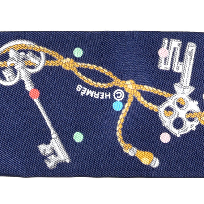 Hermes Silk Les Cles A Pois Twilly Marine Gris Argent 4 of 4