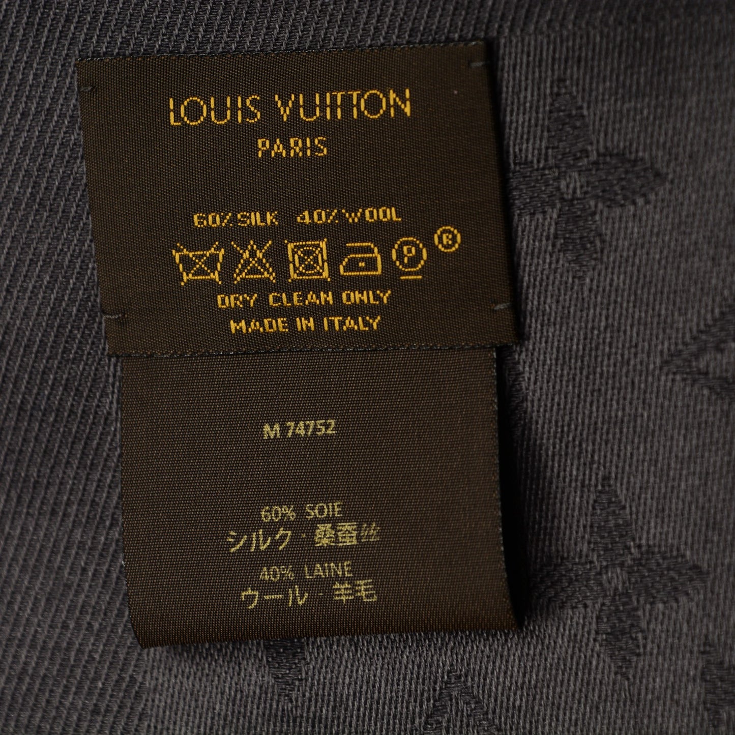 Wool Silk Monogram Shawl Anthracite