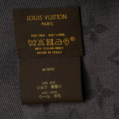 Louis Vuitton Wool Silk Monogram Shawl Anthracite 5 of 5