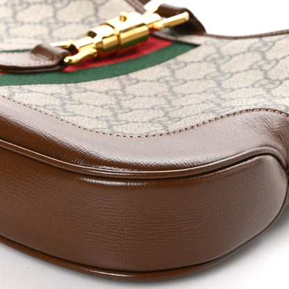 Gucci GG Supreme Monogram Azalea Calfskin Web Small Jackie 1961 Hobo Beige Ebony Brown Sugar 9 of 9