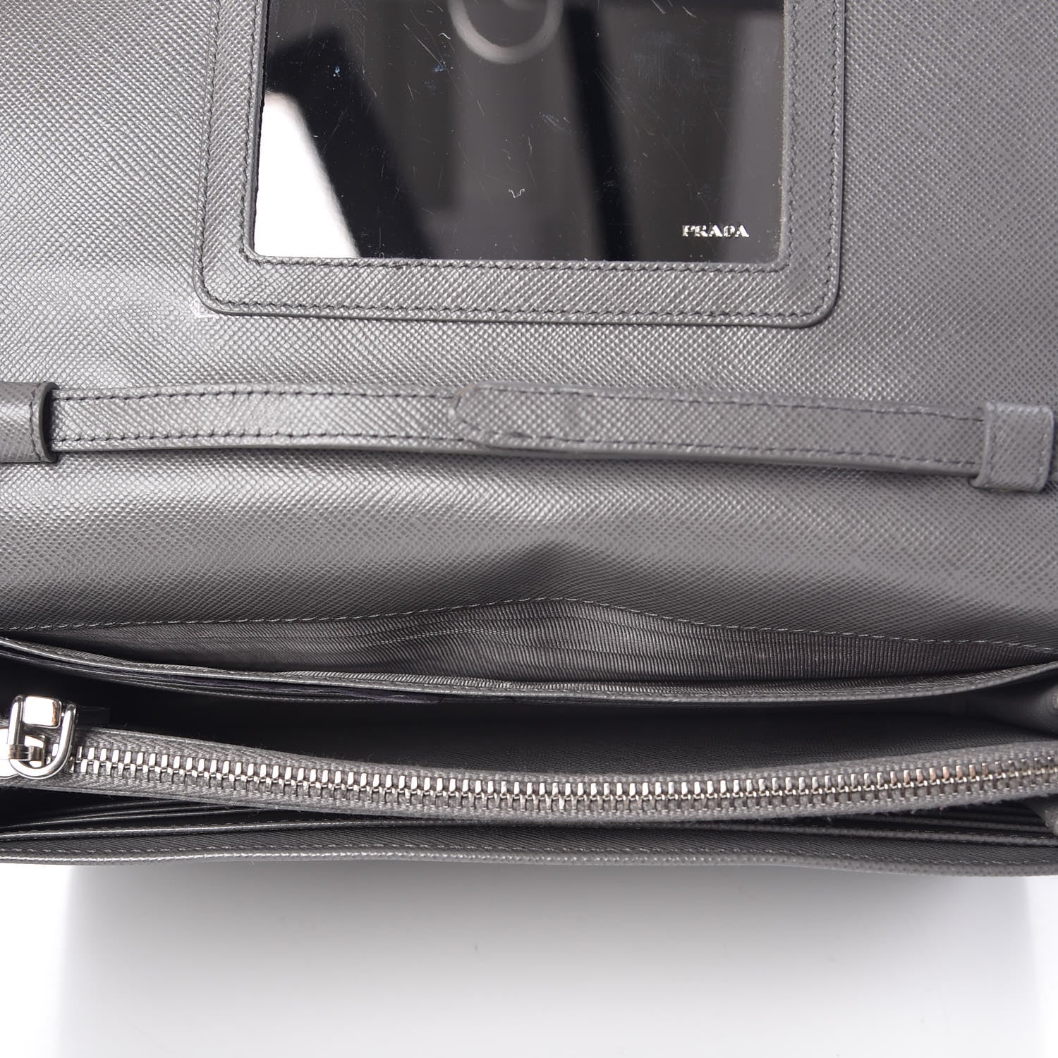 Prada Saffiano Metal Flap Wallet With Strap Marmo 5 of 11