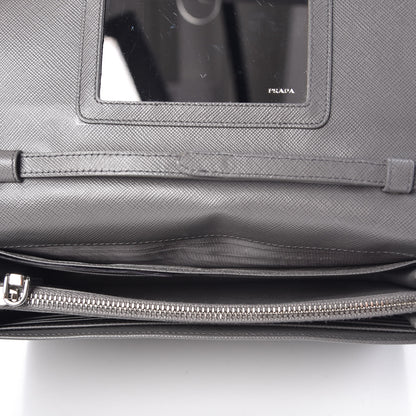 Prada Saffiano Metal Flap Wallet With Strap Marmo 5 of 11