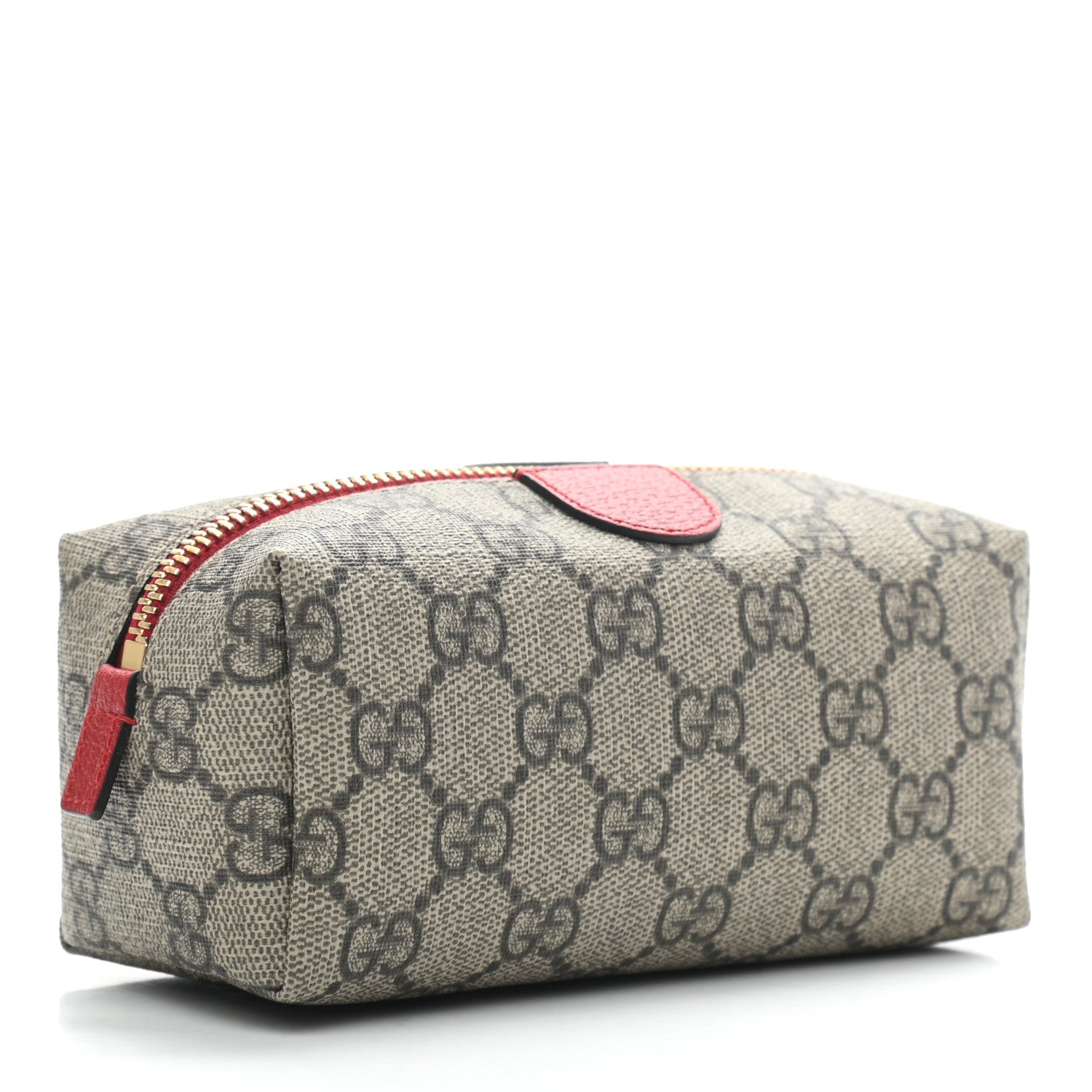 Gucci Soft GG Supreme Monogram Calfskin Small Ophidia Cosmetic Case Beige Ebony Hibiscus Red 3 of 9
