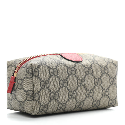 Gucci Soft GG Supreme Monogram Calfskin Small Ophidia Cosmetic Case Beige Ebony Hibiscus Red 3 of 9