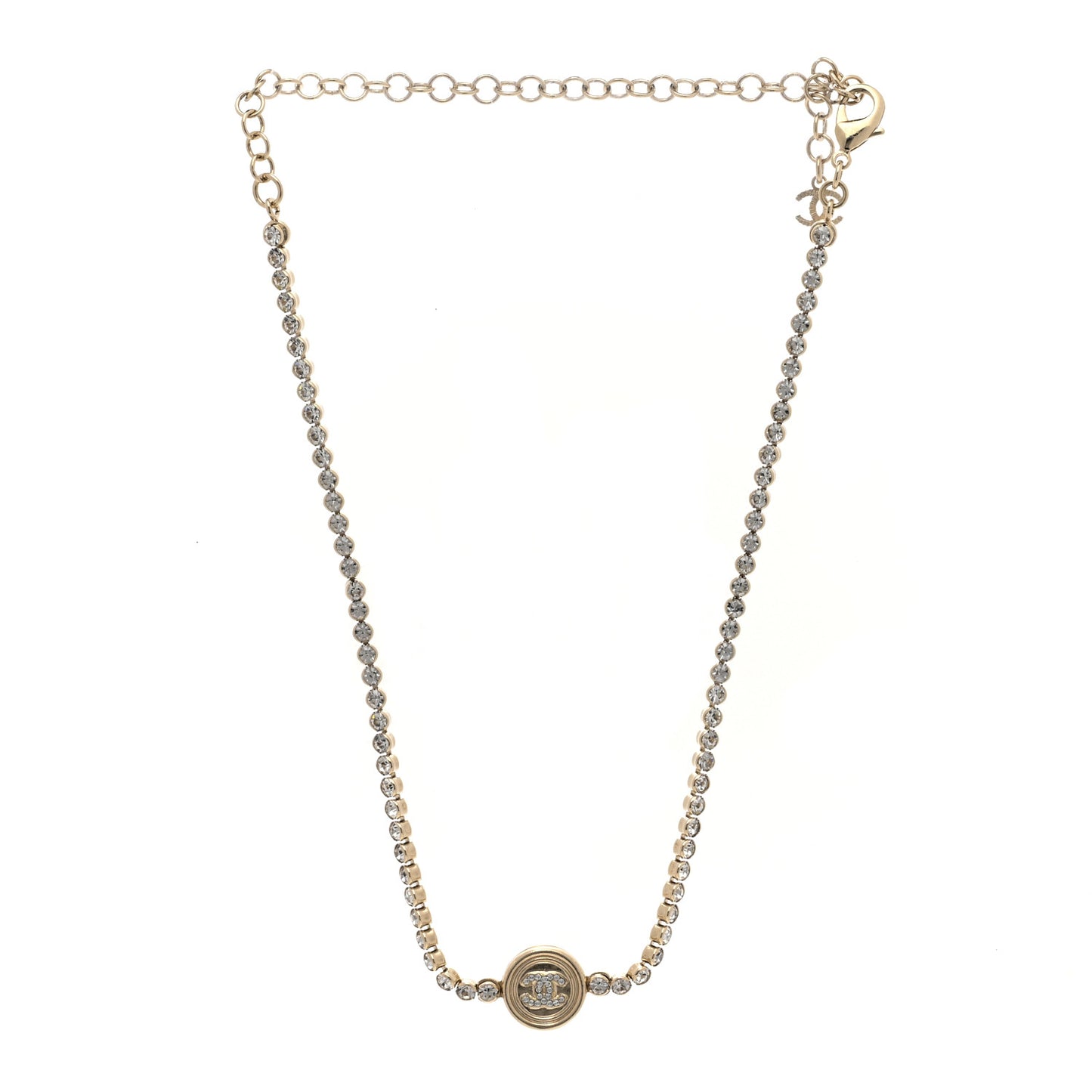 Crystal CC Chain Short Necklace Gold
