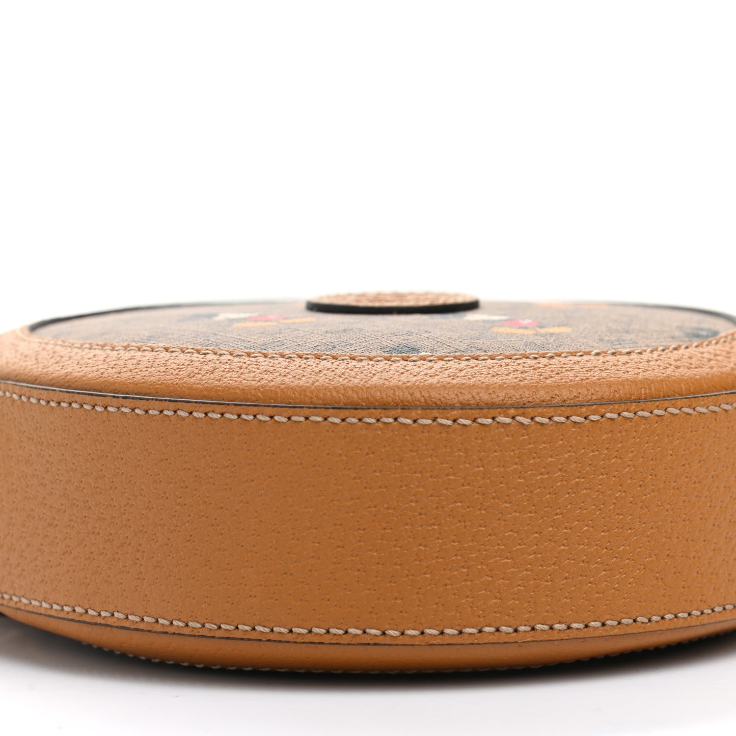 X DISNEY Mini Vintage GG Supreme Monogram Mickey Mouse Round Shoulder Bag Beige Vintage Sun Oil