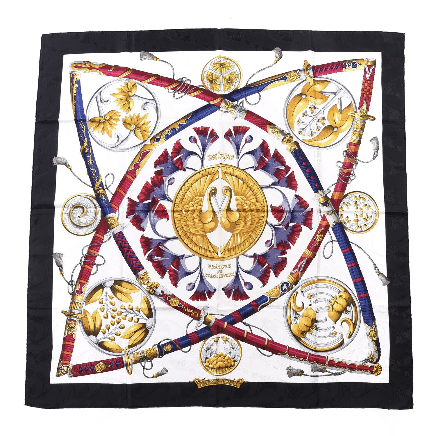 Hermes Silk Daimyo Princes du Soleil Levant Scarf 90 1 of 5
