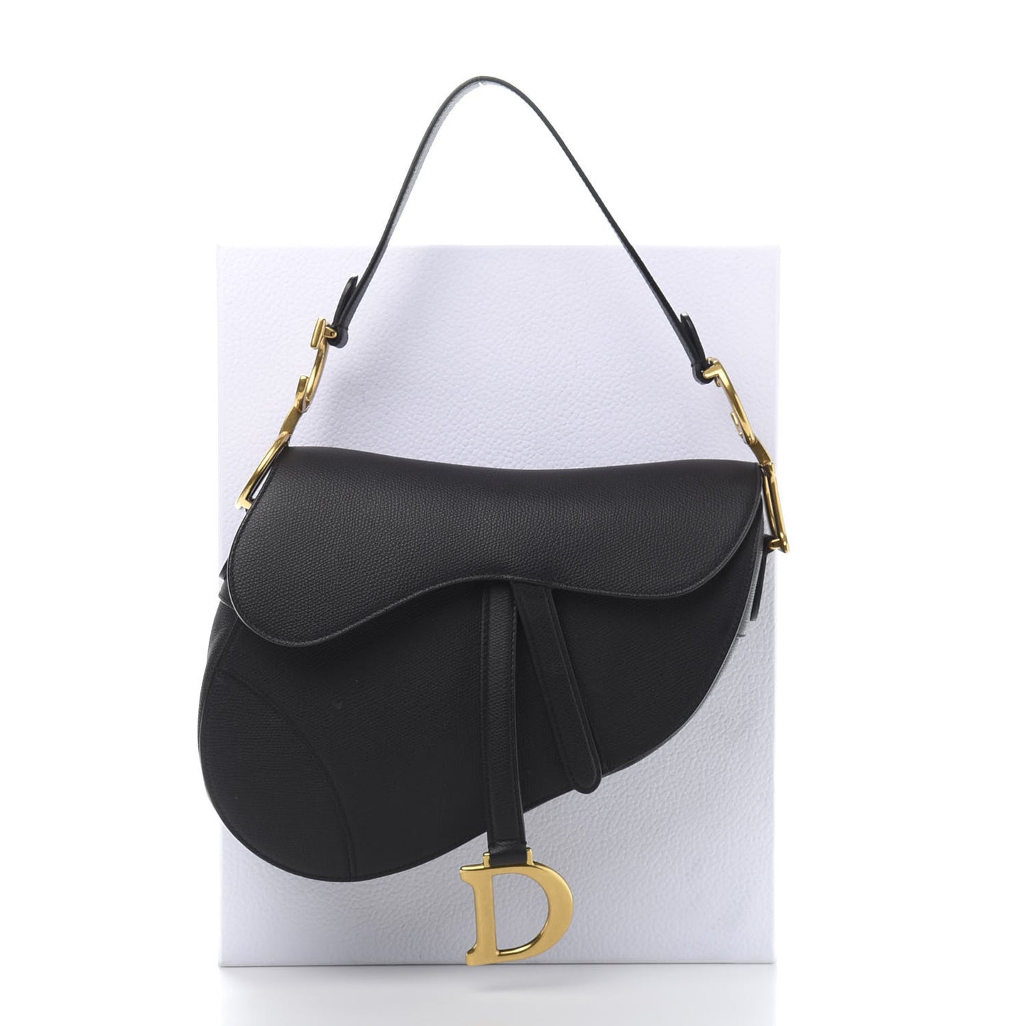 Grained Calfskin Saddle Bag Black